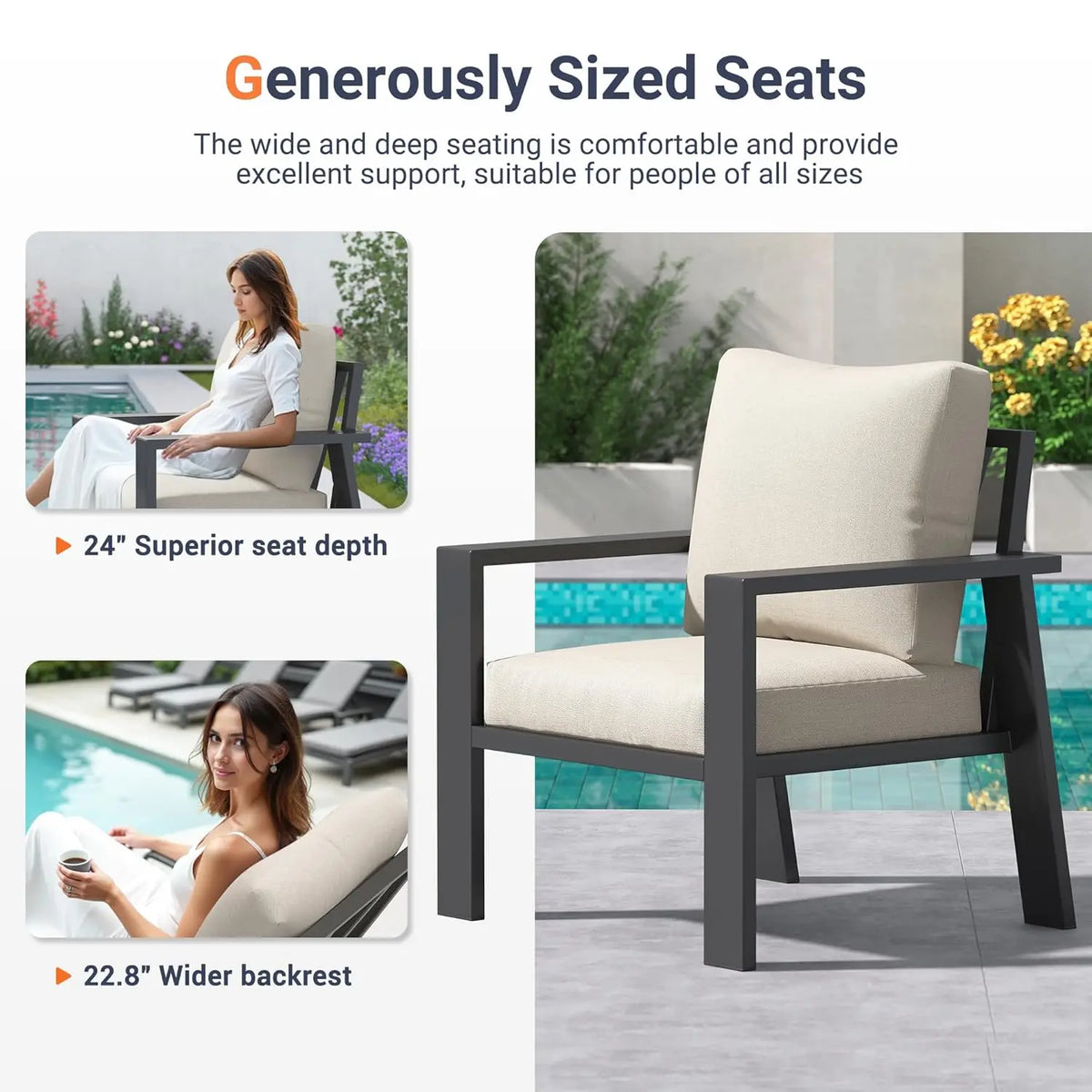 Aluminum Patio Furniture Set Outdoor Sectional Seating With Coffee Table