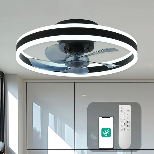 Orison LED Dimmable Flush Mount Ceiling Fan With Remote Control