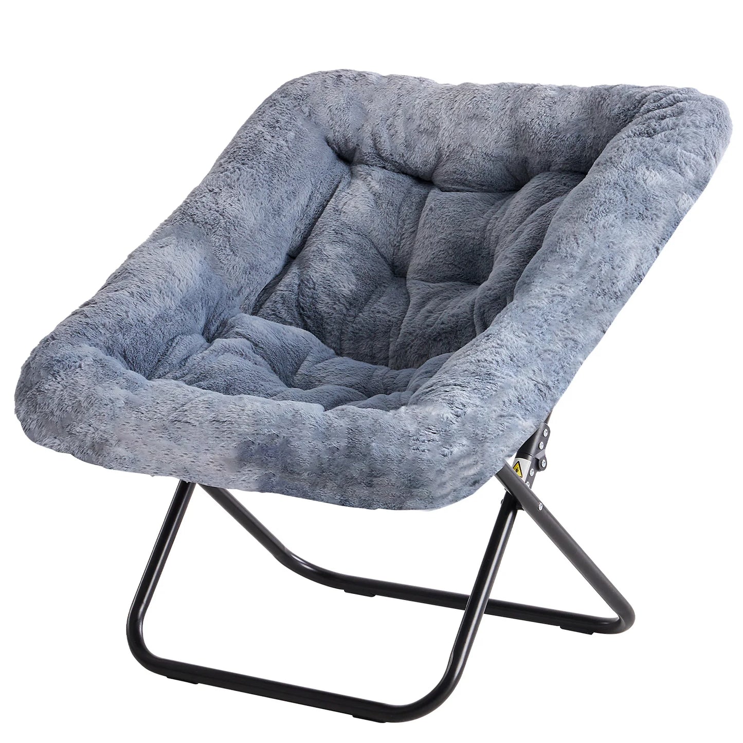 JHK Cozy Saucer Chair With Faux Fur Padded Seat And Metal Frame