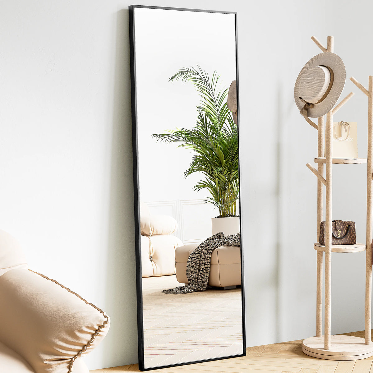 JHK Modern Full Body Standing Wall Mirror With Aluminum Frame