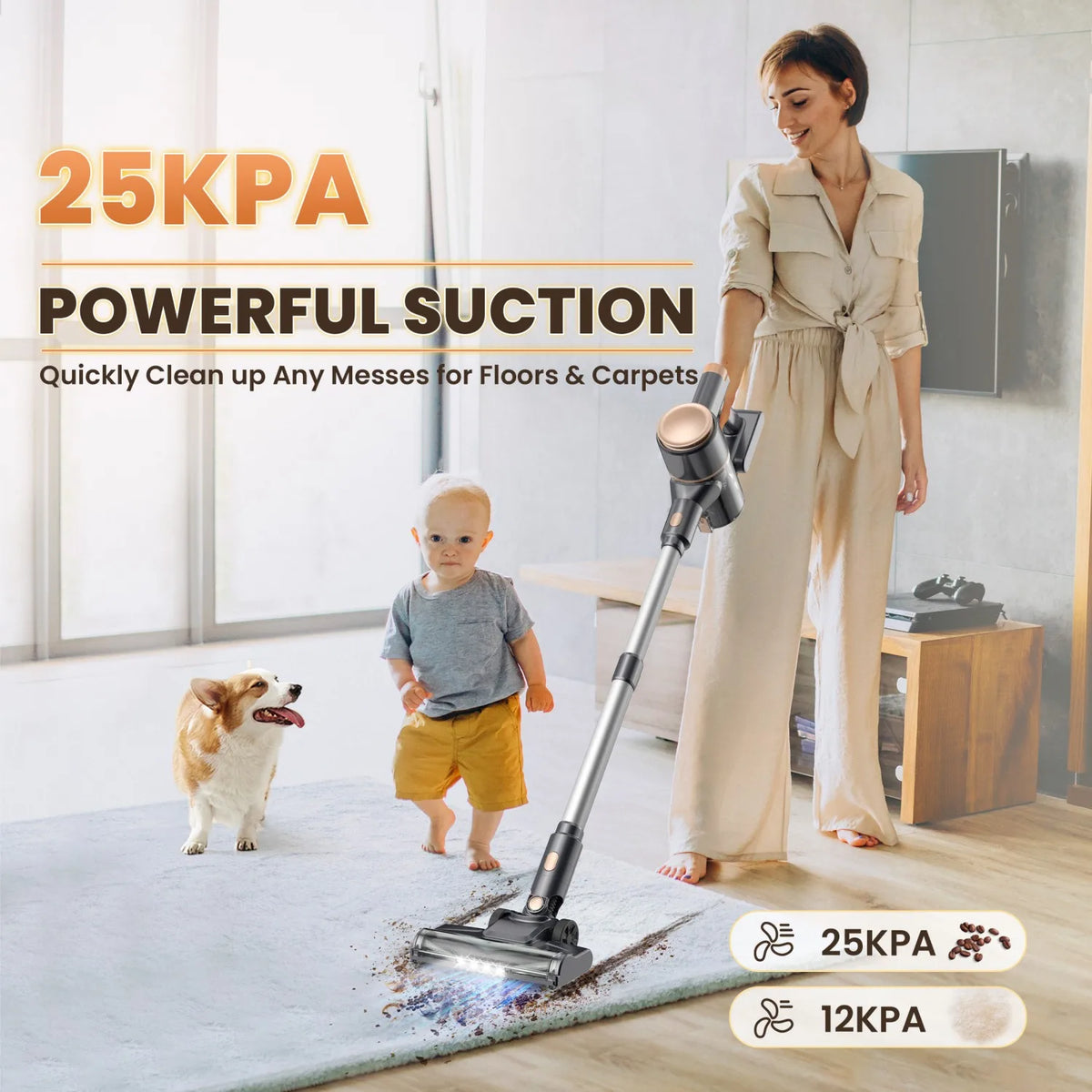 Yisora N8 Cordless Stick Vacuum Cleaner Lightweight Bagless Cyclone Filter