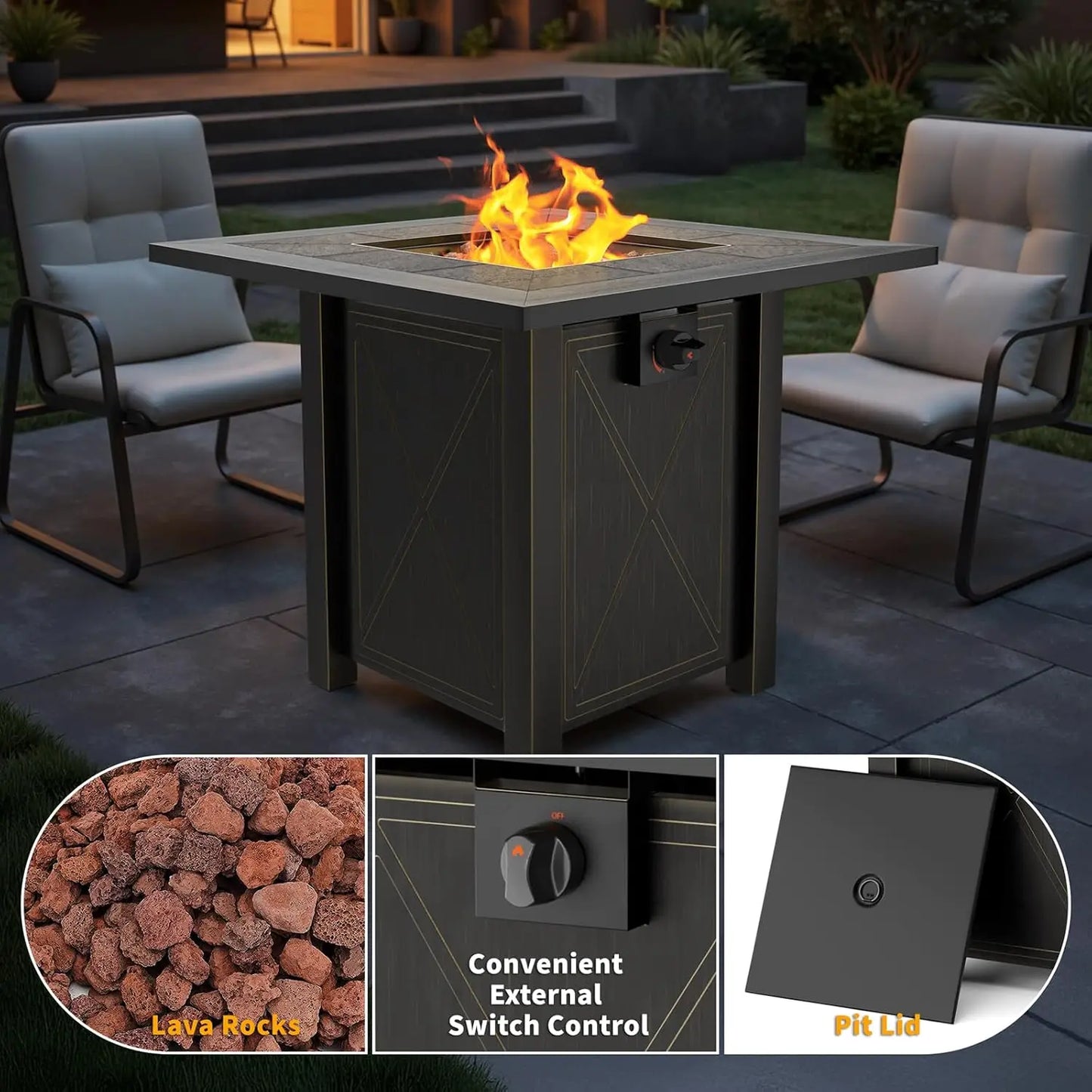 Propane Fire Pit Table With Premium Ceramic Top 50000 BTU