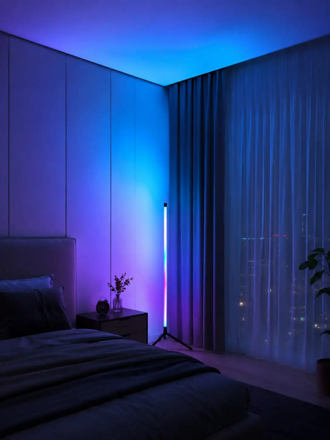 LED RGB Floor Lamp With Remote Control For Bedroom Lighting