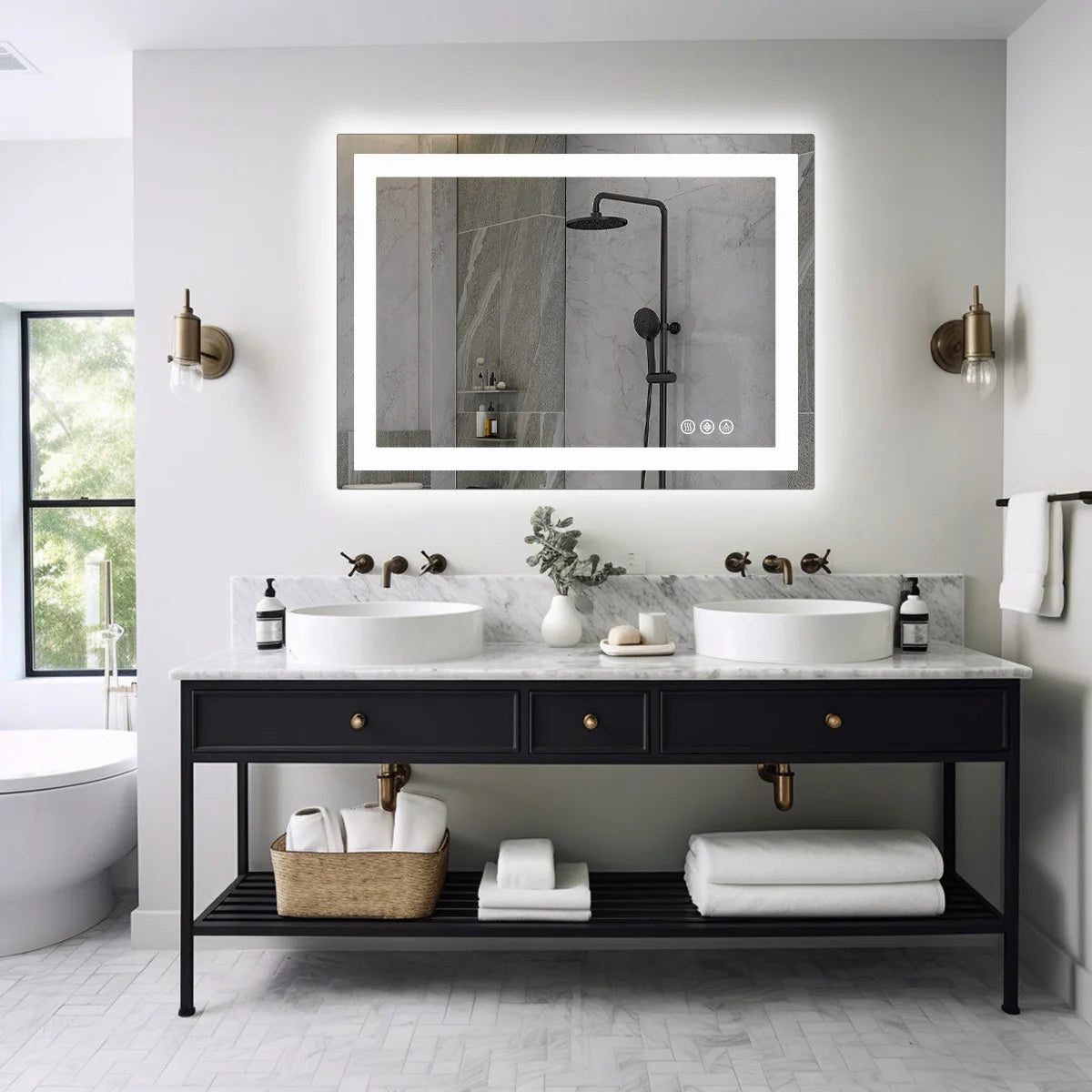JHK LED Bathroom Vanity Mirror With Front And Backlit Lighting