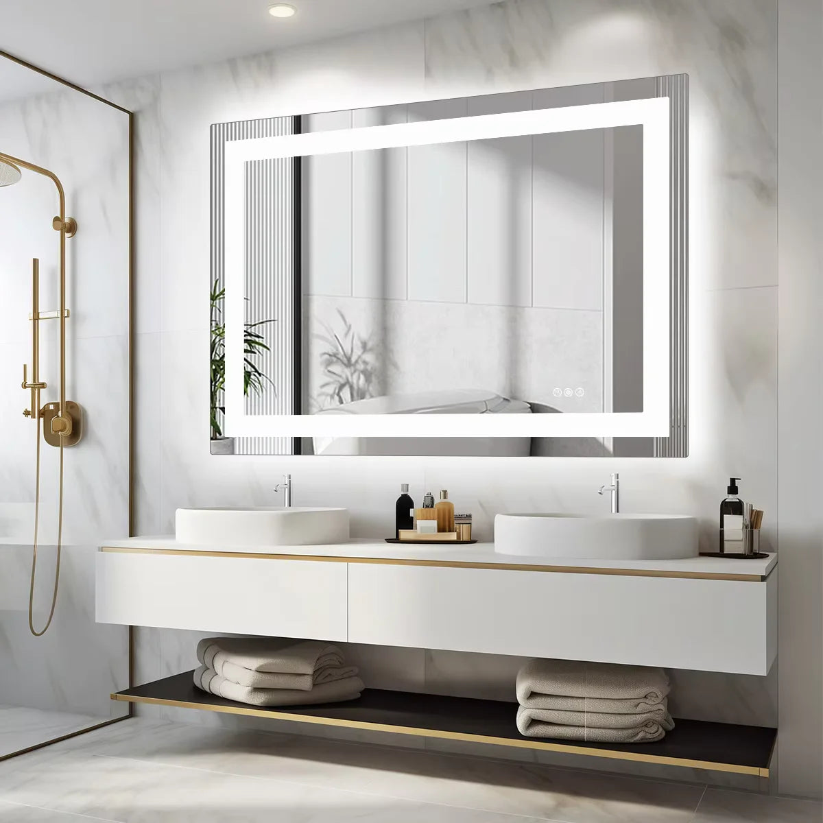 JHK LED Bathroom Vanity Mirror With Front And Backlit Lighting