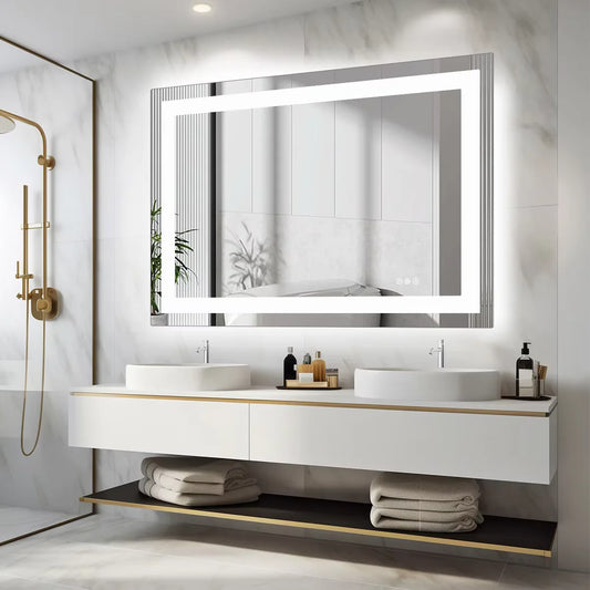 JHK LED Bathroom Vanity Mirror With Front And Backlit Lighting