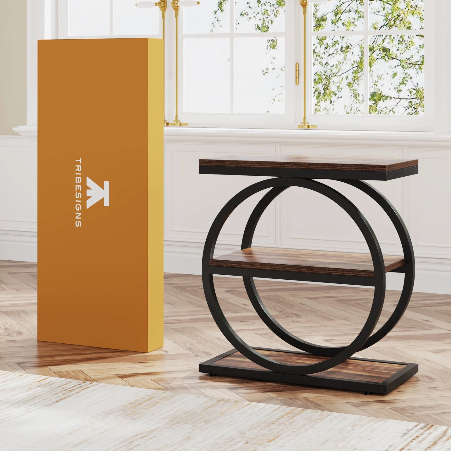 Tribesigns End Table With Shelves Narrow Industrial Side Table