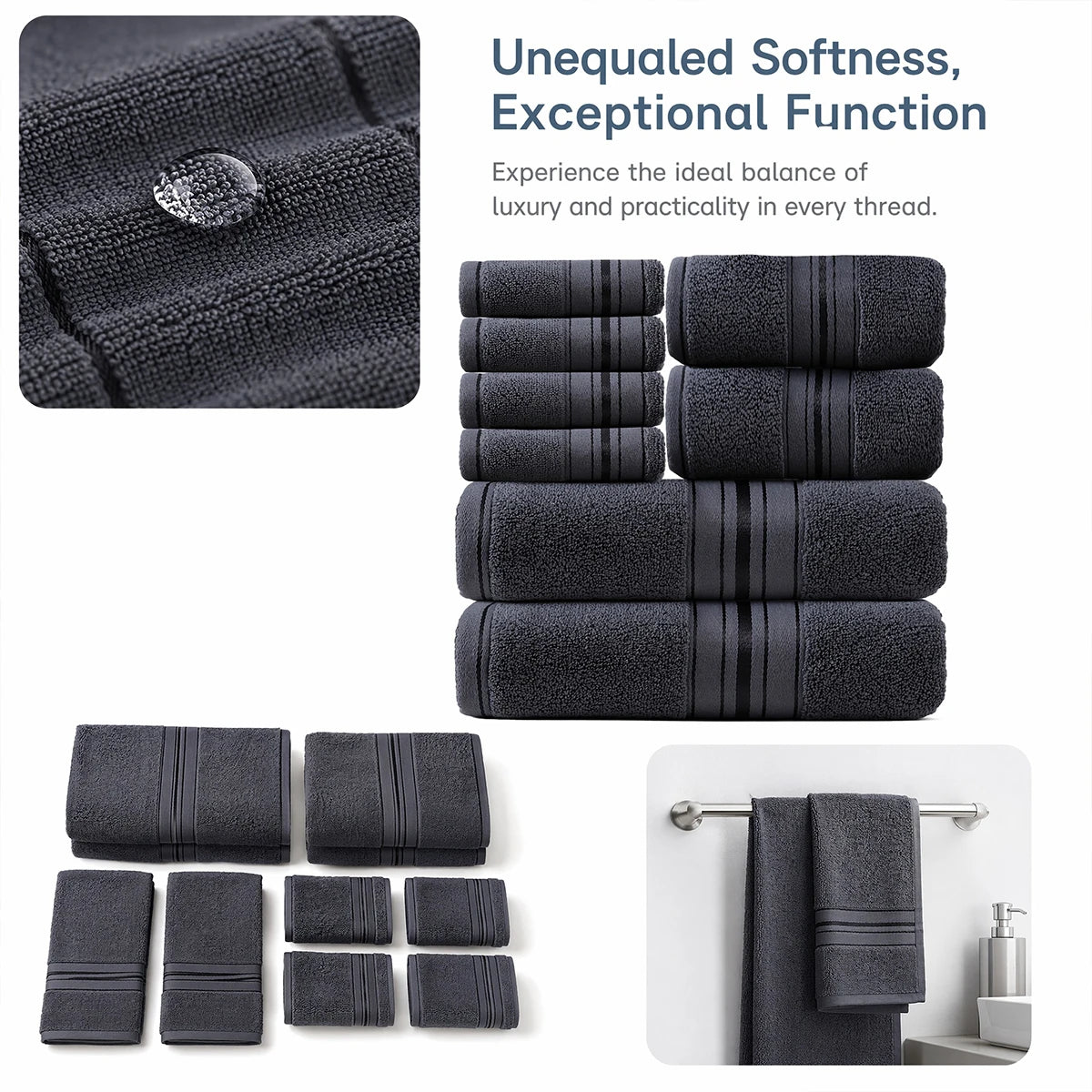 Majestic Plush Luxury Towels Set For Bathroom Spa Hotel
