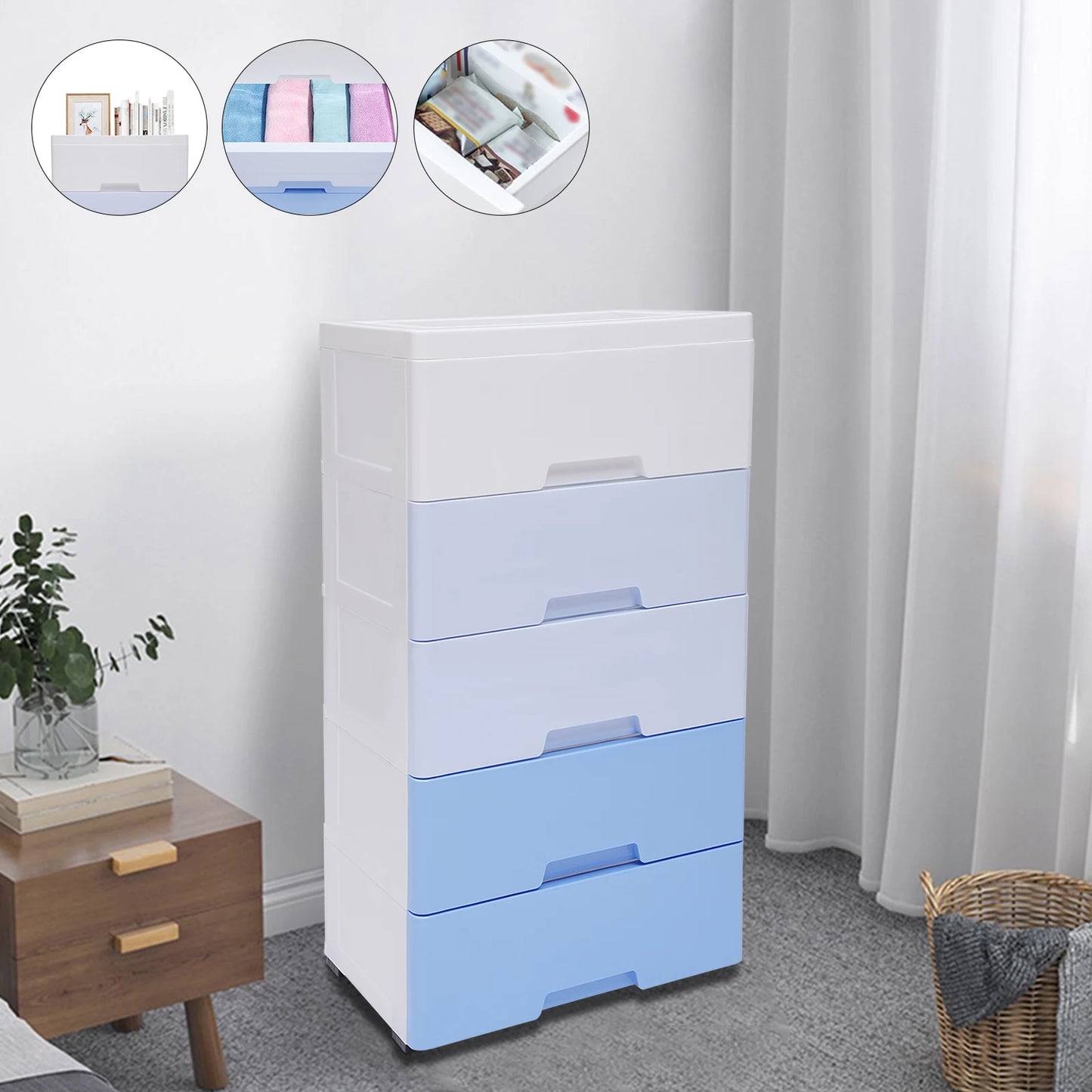 Five-Drawer Storage Cabinet for Bedroom Organization