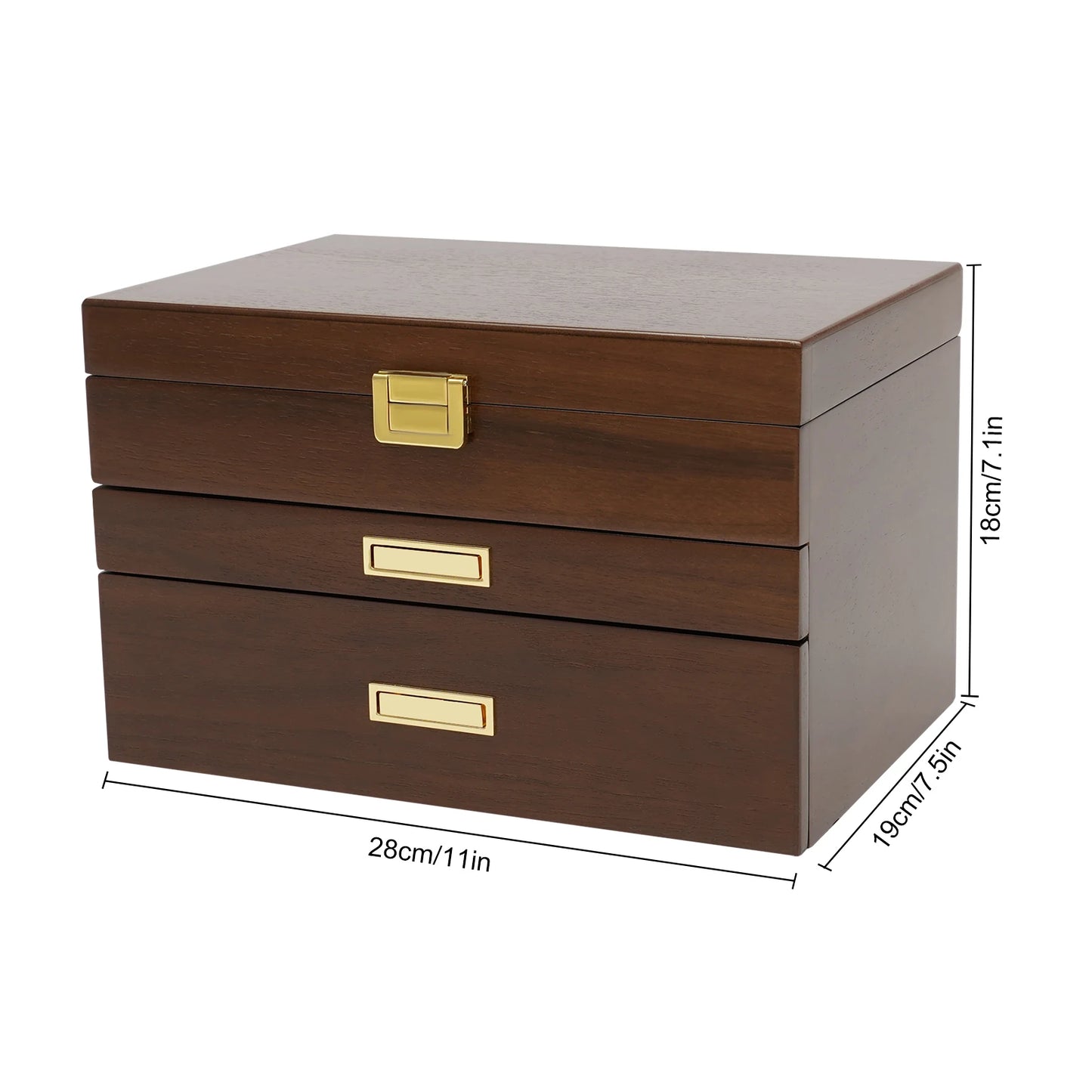 NONECN Wooden Jewelry And Watch Display Case Organizer