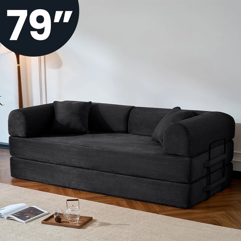 Corduroy Convertible Sofa Bed Foldable Loveseat Sleeper