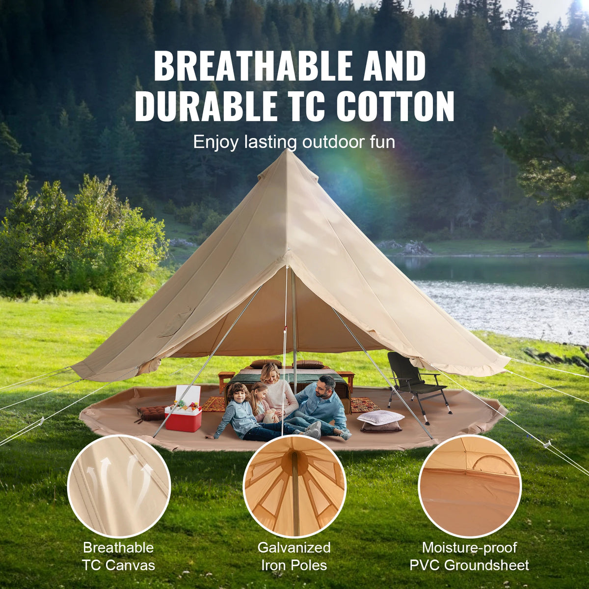SucceBuy Breathable Canvas Bell Tent Stove Port For Season Camping