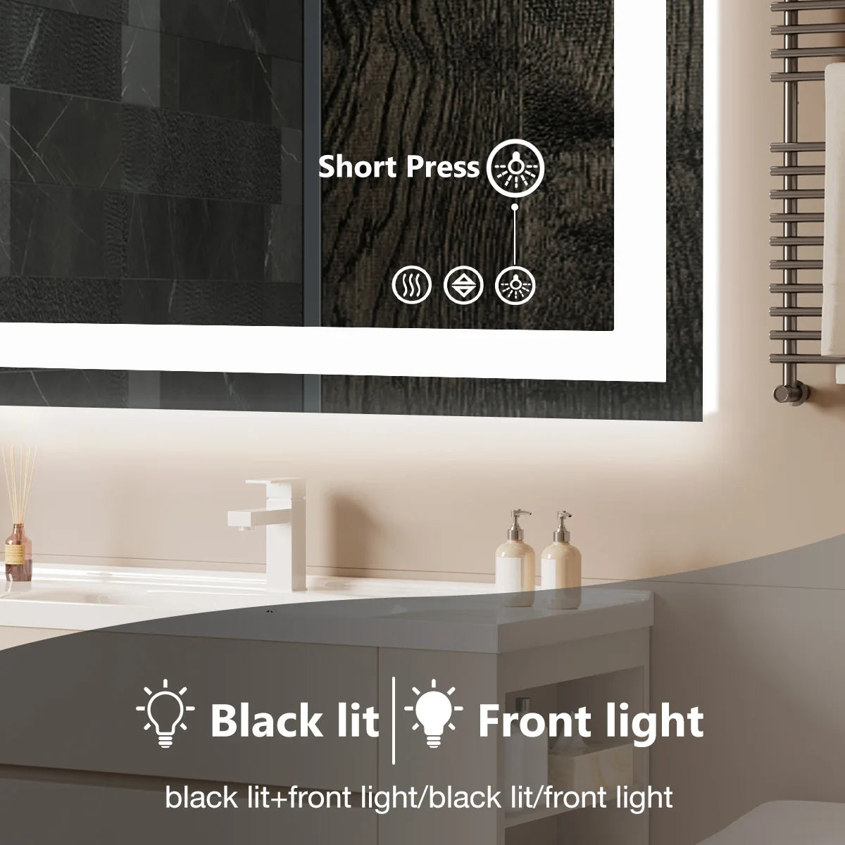 JHK LED Bathroom Vanity Mirror With Front And Backlit Lighting