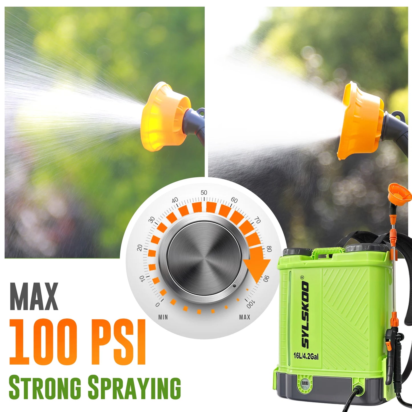 Electric Garden Sprayer 100 PSI for Yard Work Battery Compatible