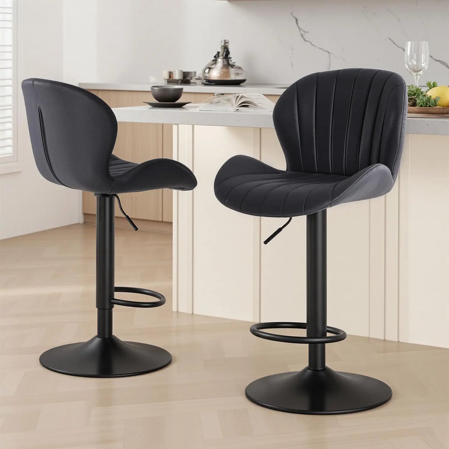 JHK Ergonomic Modern Dining Chairs Fabric Upholstered Set of 2