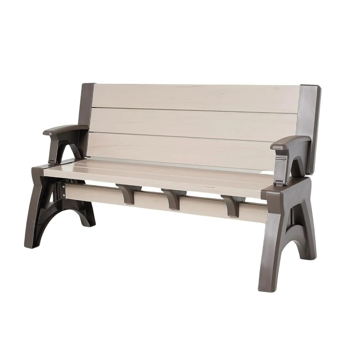 Convertible Bench Table Weather Resistant Vinyl Patio Furniture Easy Assembly