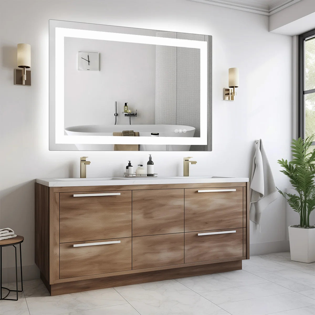 JHK LED Bathroom Vanity Mirror With Front And Backlit Lighting