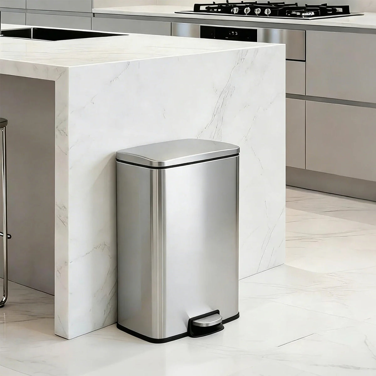 HiMISS Stainless Steel Pedal Bin With Fingerprint Proof Kitchen Lid