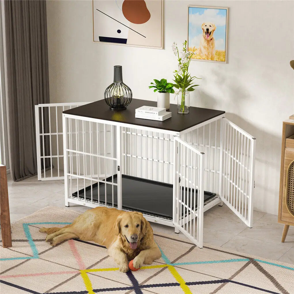 Bingopaw Heavy Duty Metal Dog Crate End Table Furniture Style