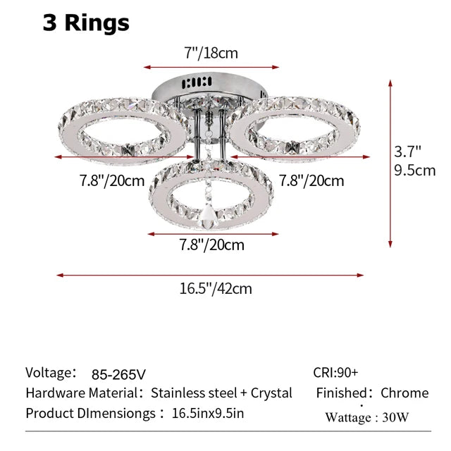 GreeLustr Crystal Ring Pendant Light Ceiling Fixture