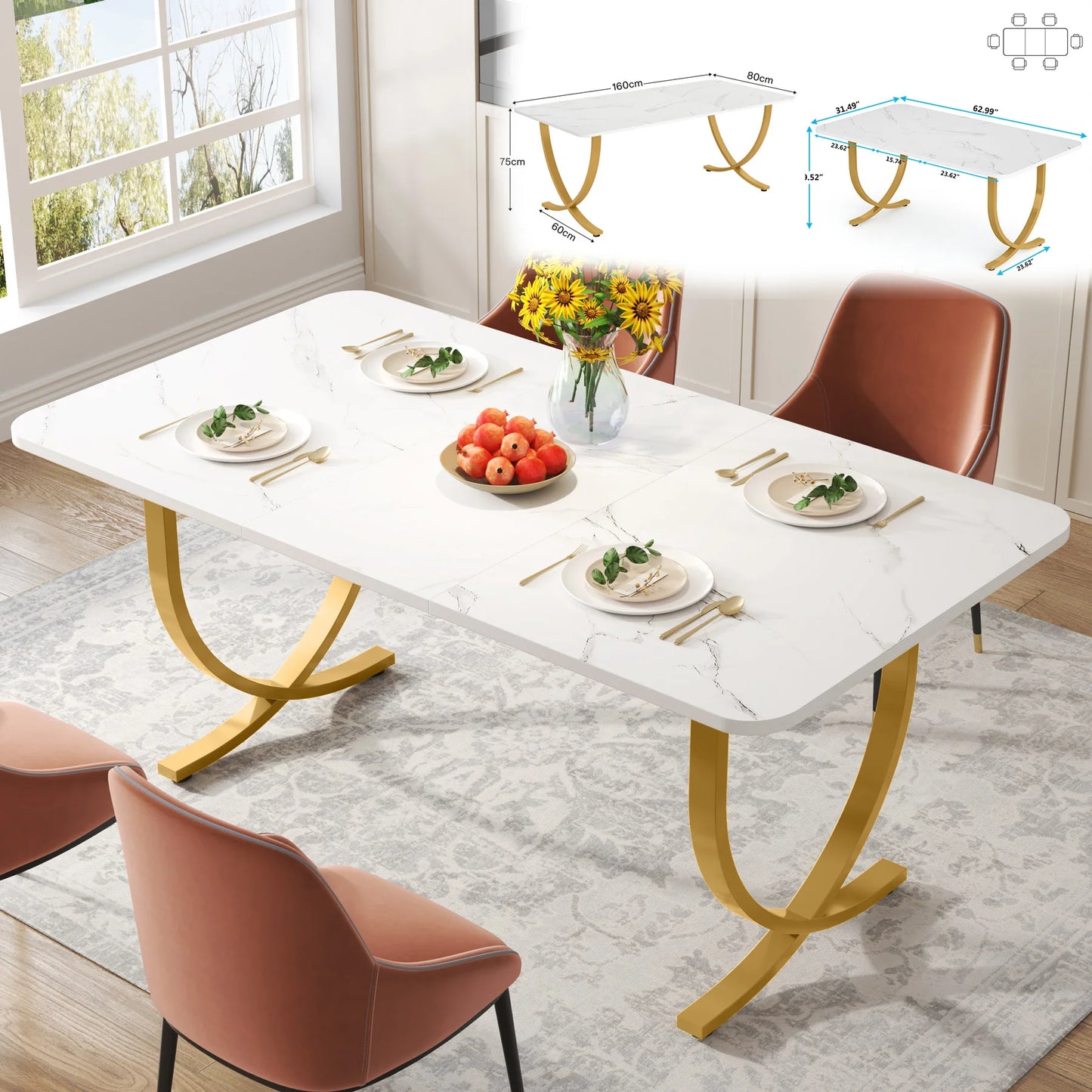 Tribesigns Rectangular Dining Table Modern Kitchen Table