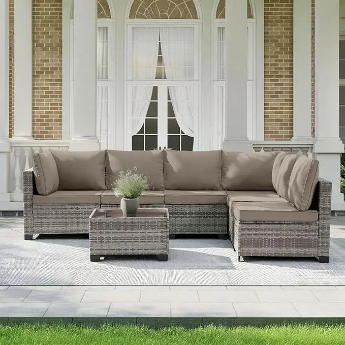 Modern Outdoor Patio Furniture Wicker Sectional Sofa Conversation Garden Set