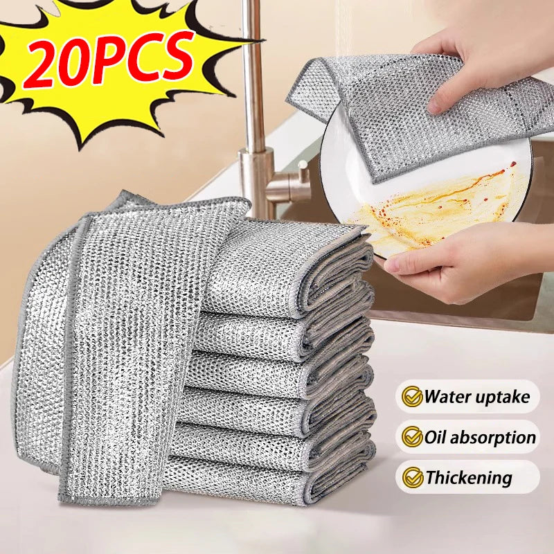 Durable Thickened Double Sided Steel Wire Kitchen Cleaning Cloth Pad
