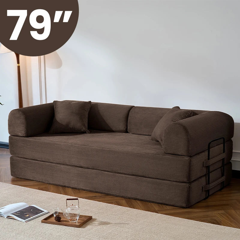 Corduroy Convertible Sofa Bed Foldable Loveseat Sleeper