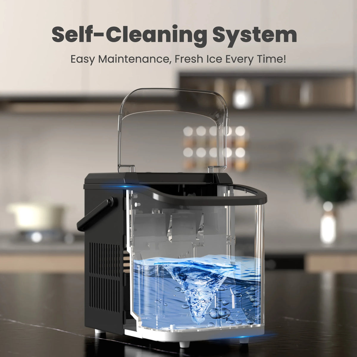 Compact Countertop Ice Maker Self Cleaning Quiet 9 Bullet Cubes