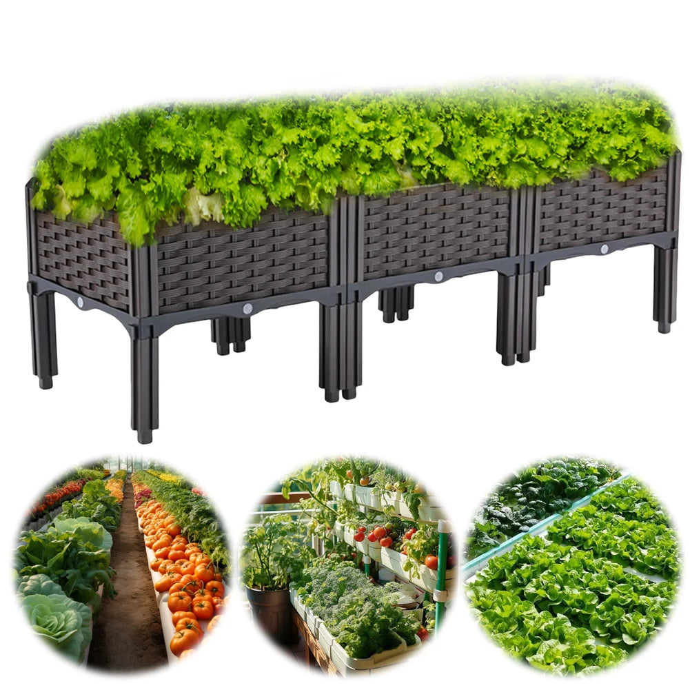 Plastic Raised Garden Bed With Legs Raised Planter Box Indoor Outdoor Drainage
