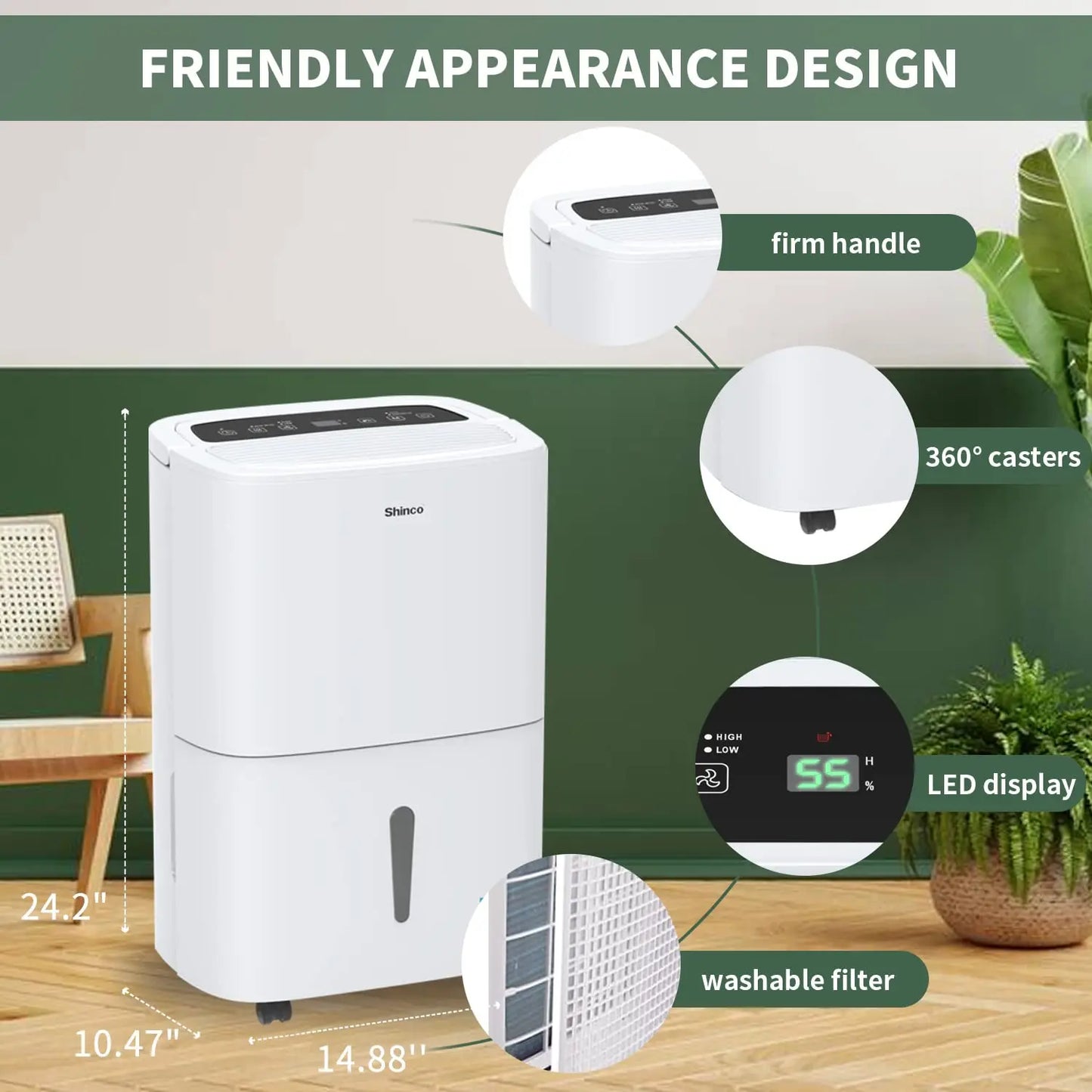 Shinco 150 Pints Energy Star Dehumidifier With Built In Pump