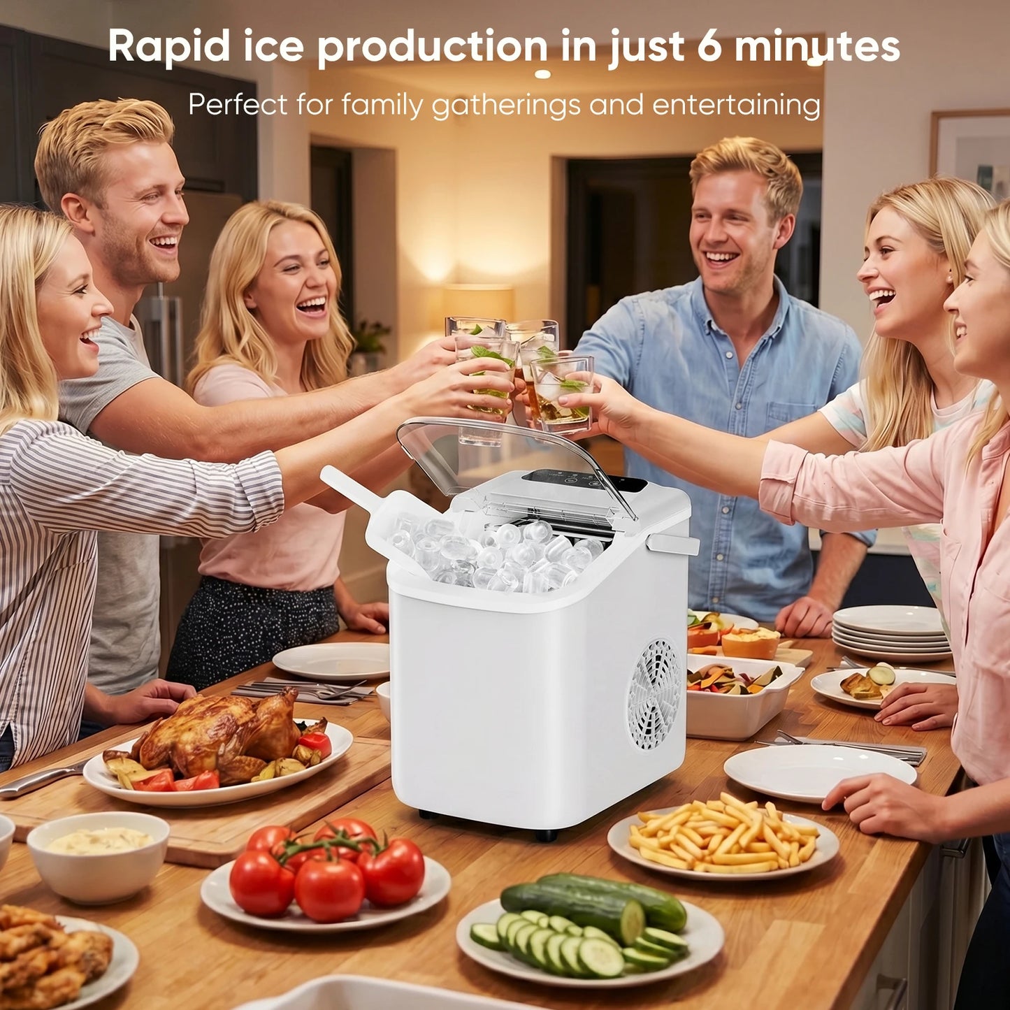 Countertop Portable Ice Maker With Scoop Handle For Home Kitchen