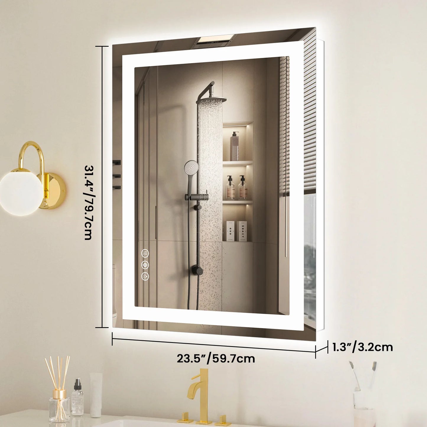 JHK LED Bathroom Vanity Mirror With Front And Backlit Lighting