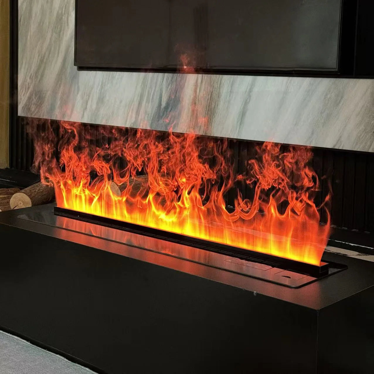 Smart 3D Atomizing Electric Fireplace With LED Steam Flame And App Control