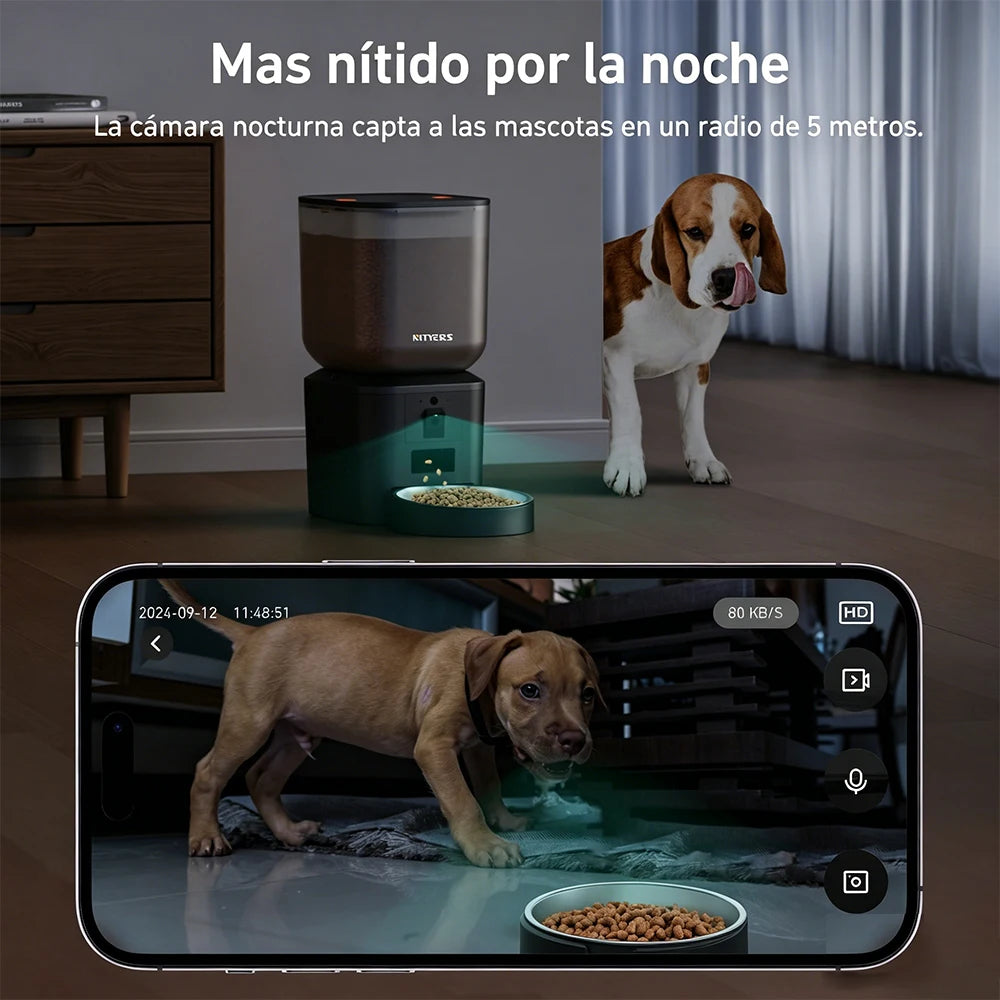 Nityers Automatic Cat Feeder 1080p WiFi Camera Night Vision