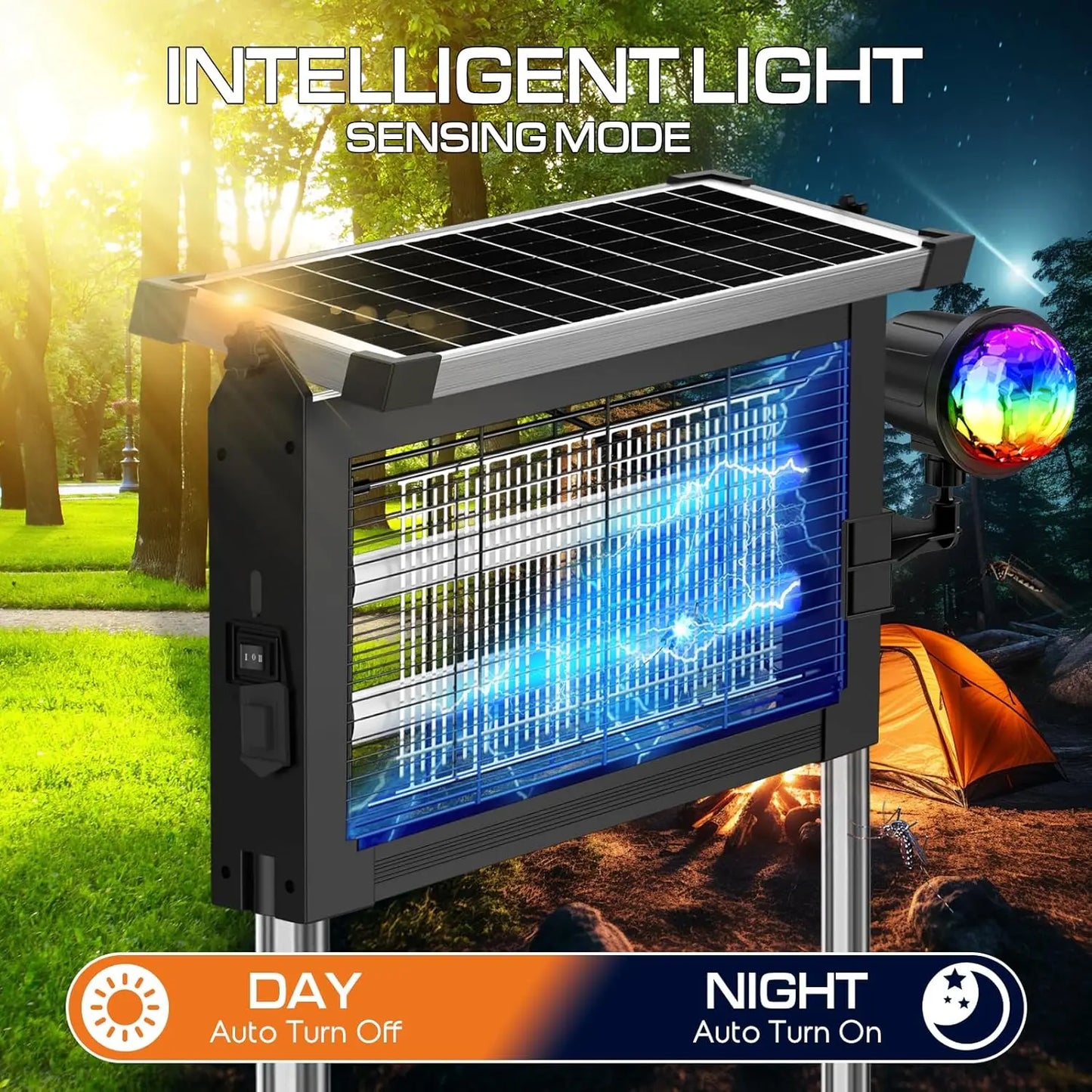 Solar Bug Zapper 4500V 2-In-1 Rechargeable With Projection Light IP66
