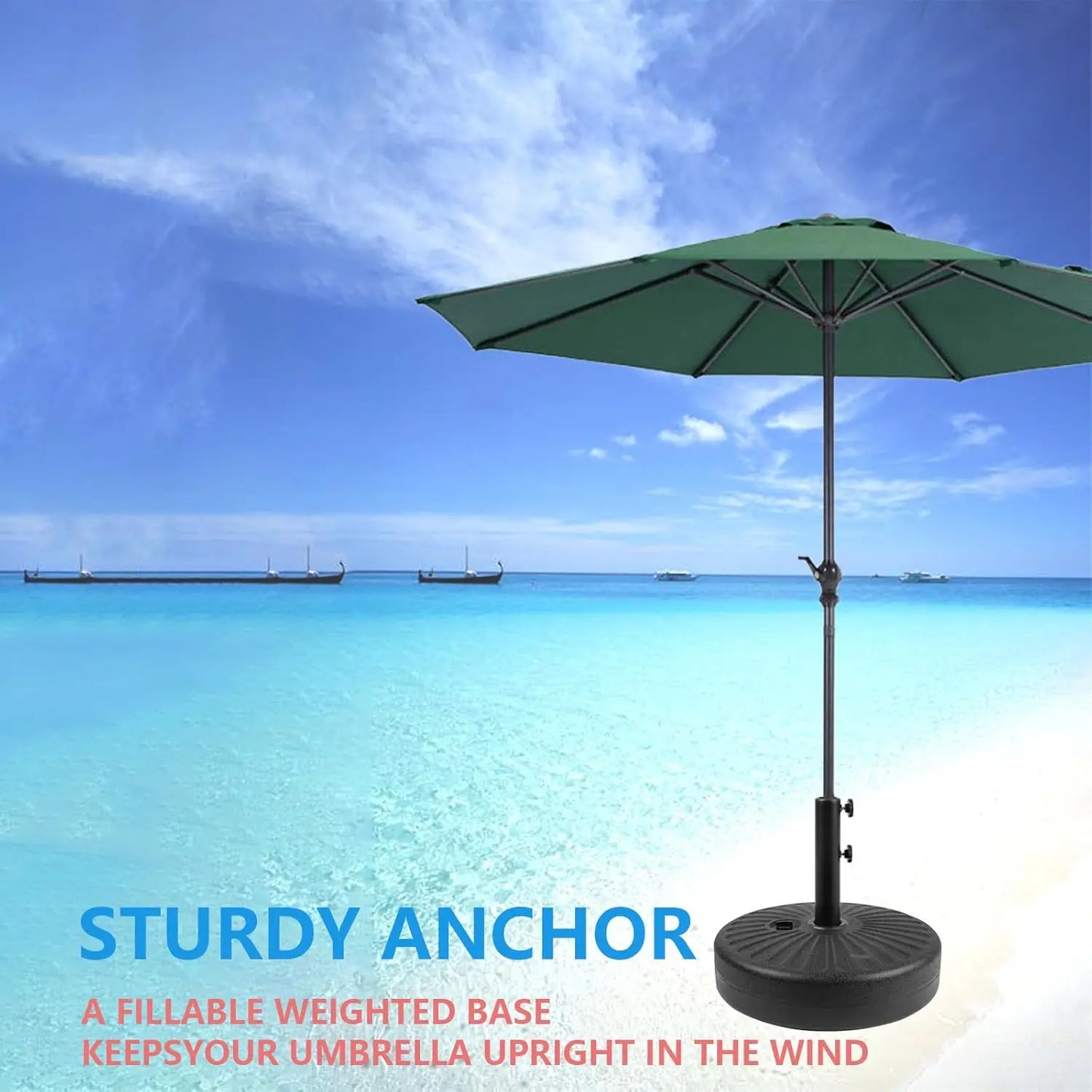 Heavy Duty Patio Umbrella Weighted Base Sand Fillable Anchor Stand
