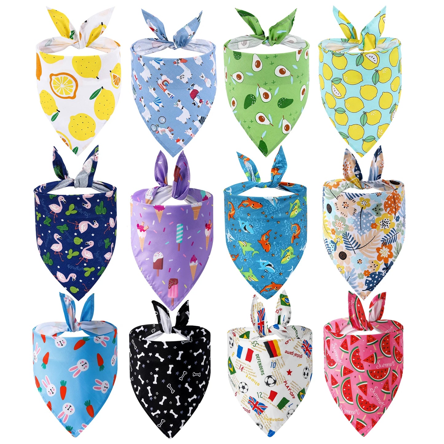 Soft Washable Fruit Floral Dog Bandana Adjustable Cloth Kerchief