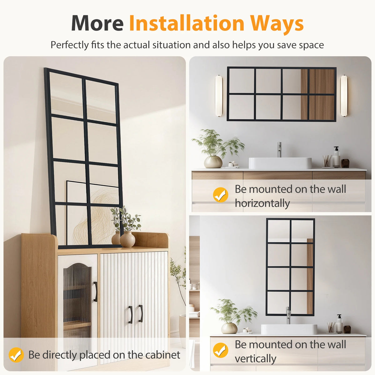 JHK Full Body Wall Mirrors Metal Framed Rectangle Window Decor