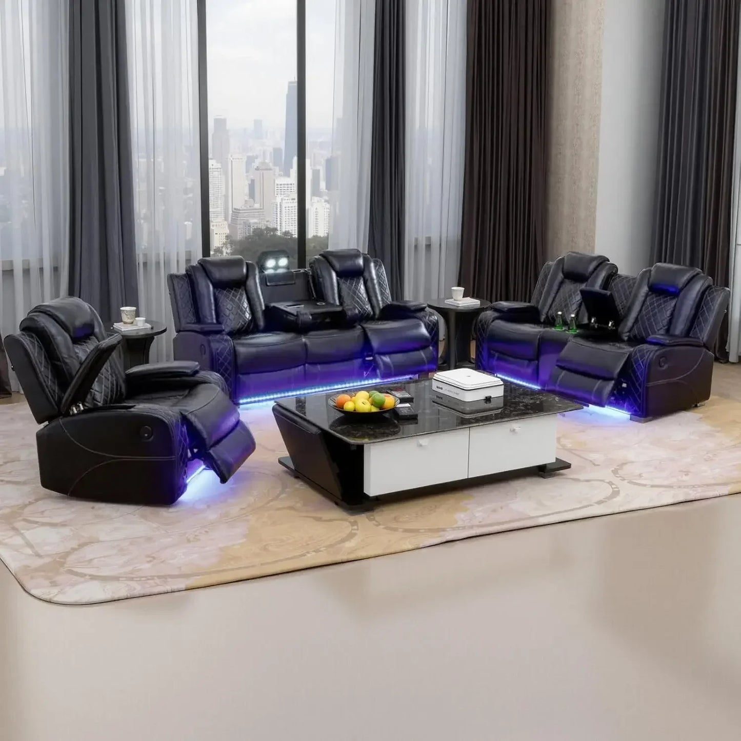 Power Living Room Furniture Set Electric Recliner With LED Light
