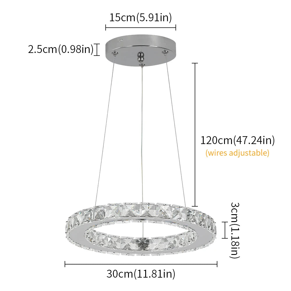 GreeLustr Modern Crystal Pendant Light Dimmable LED Ceiling Hanging Lamp