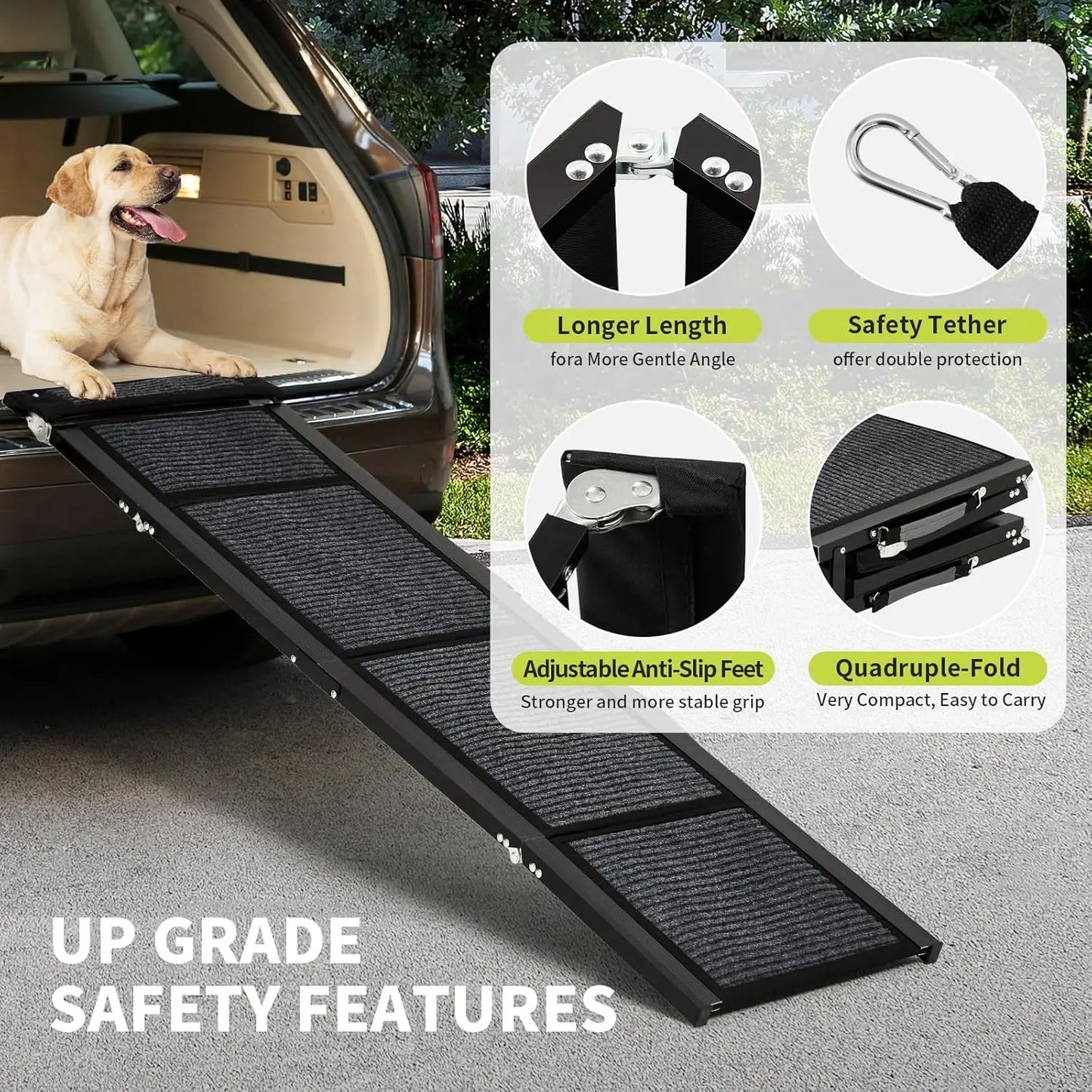 HiMiss Folding Dog Ramp For Large Dogs Non Slip Portable