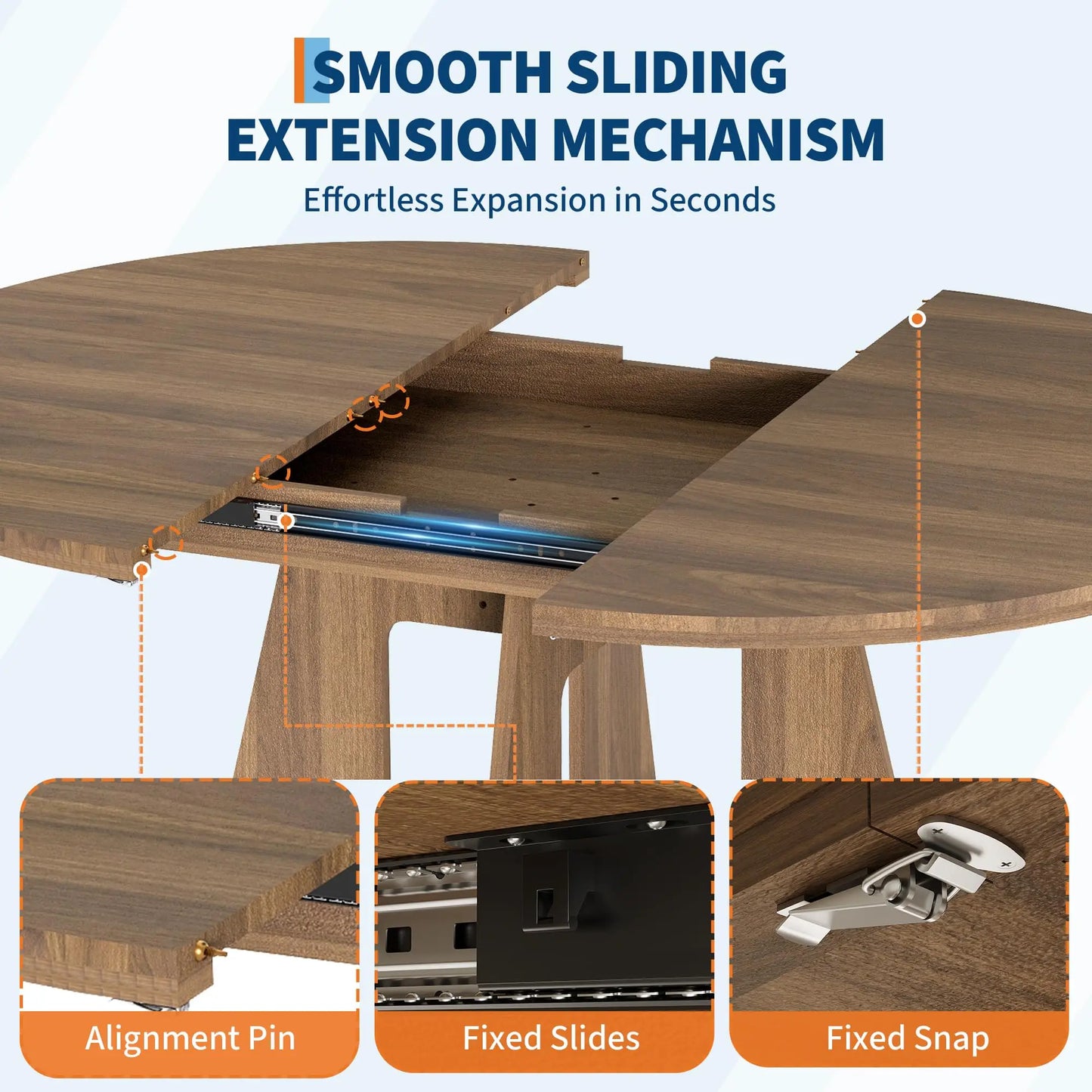 HiMISS Extendable Round Dining Table with Storage Pedestal Base