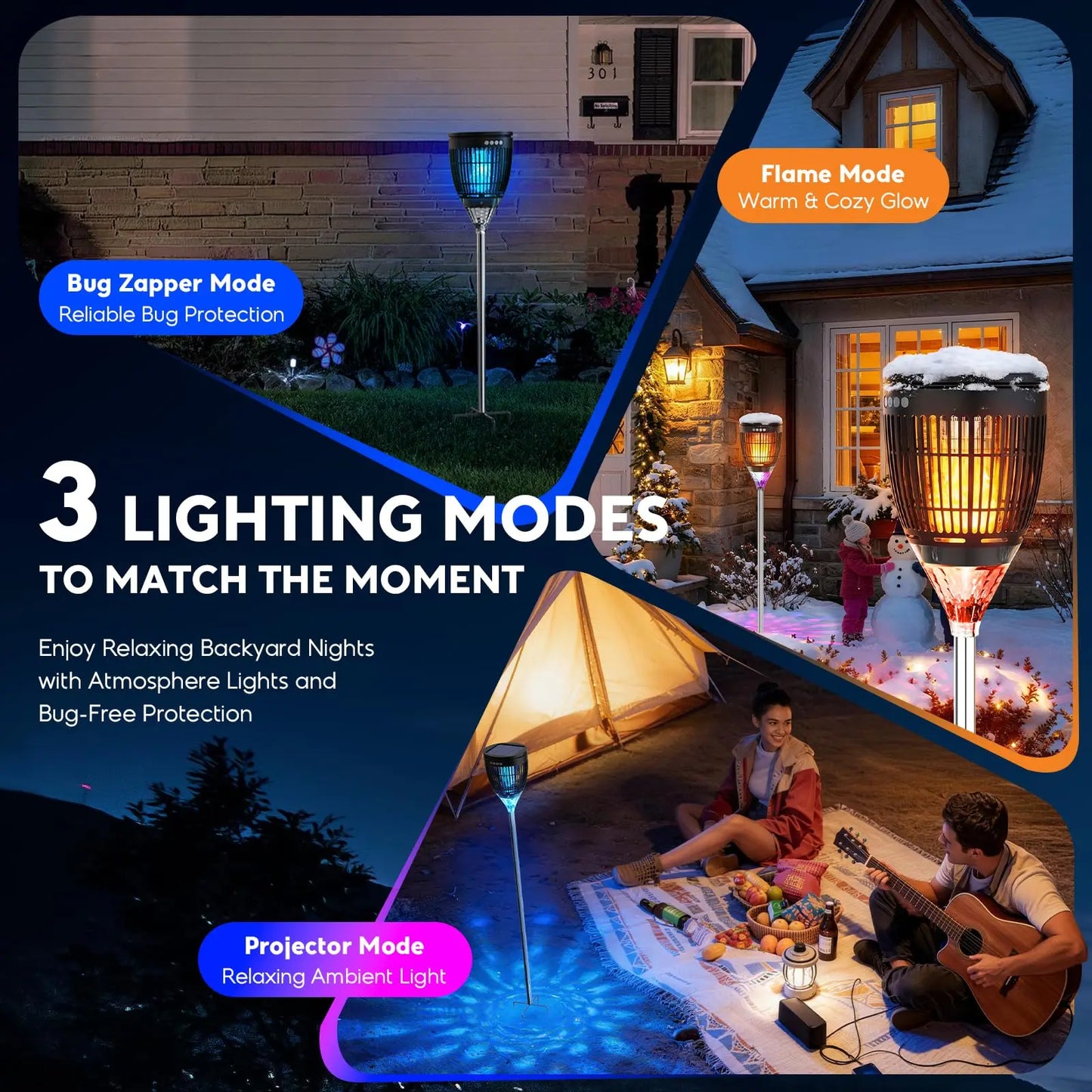 Solar Bug Zapper Outdoor 4200V 3-In-1 Mosquito Zapper