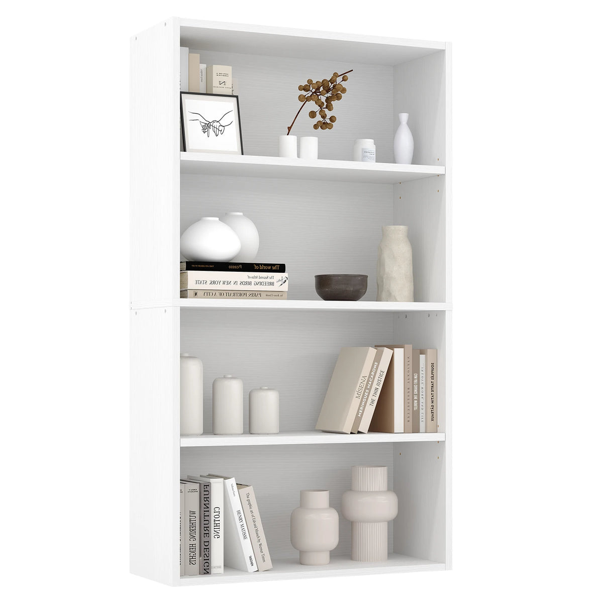 JHK 4 Tier Wooden Bookcase Tall Storage Rack Living Room