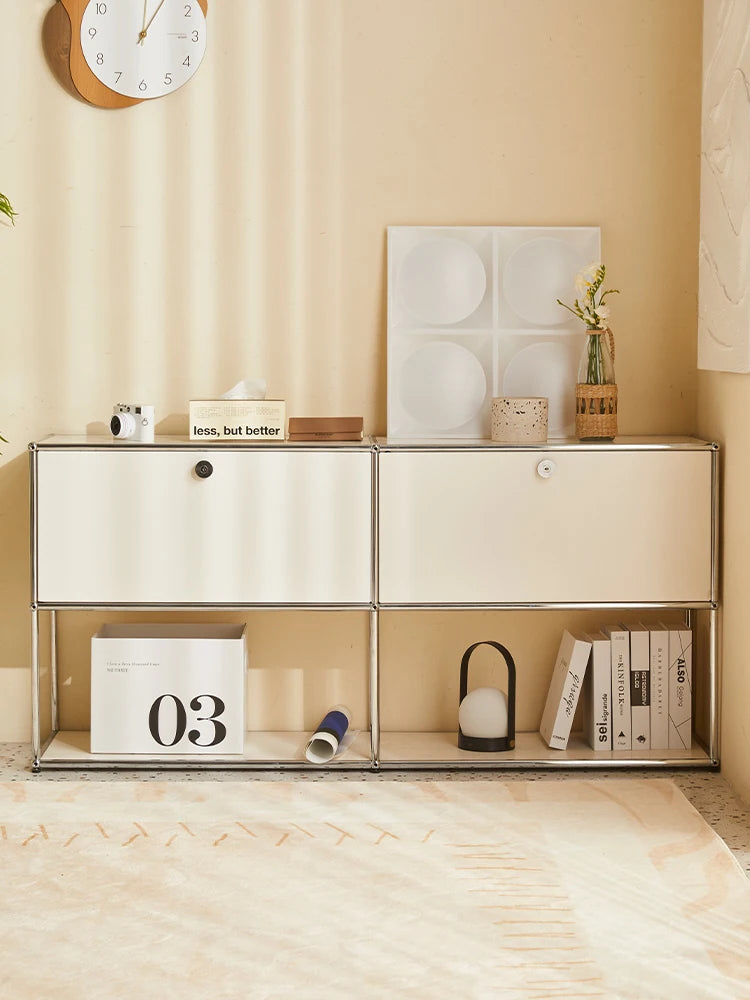 Bigcityfur Metal TV Stand Storage Corner Cabinet Living Room Furniture