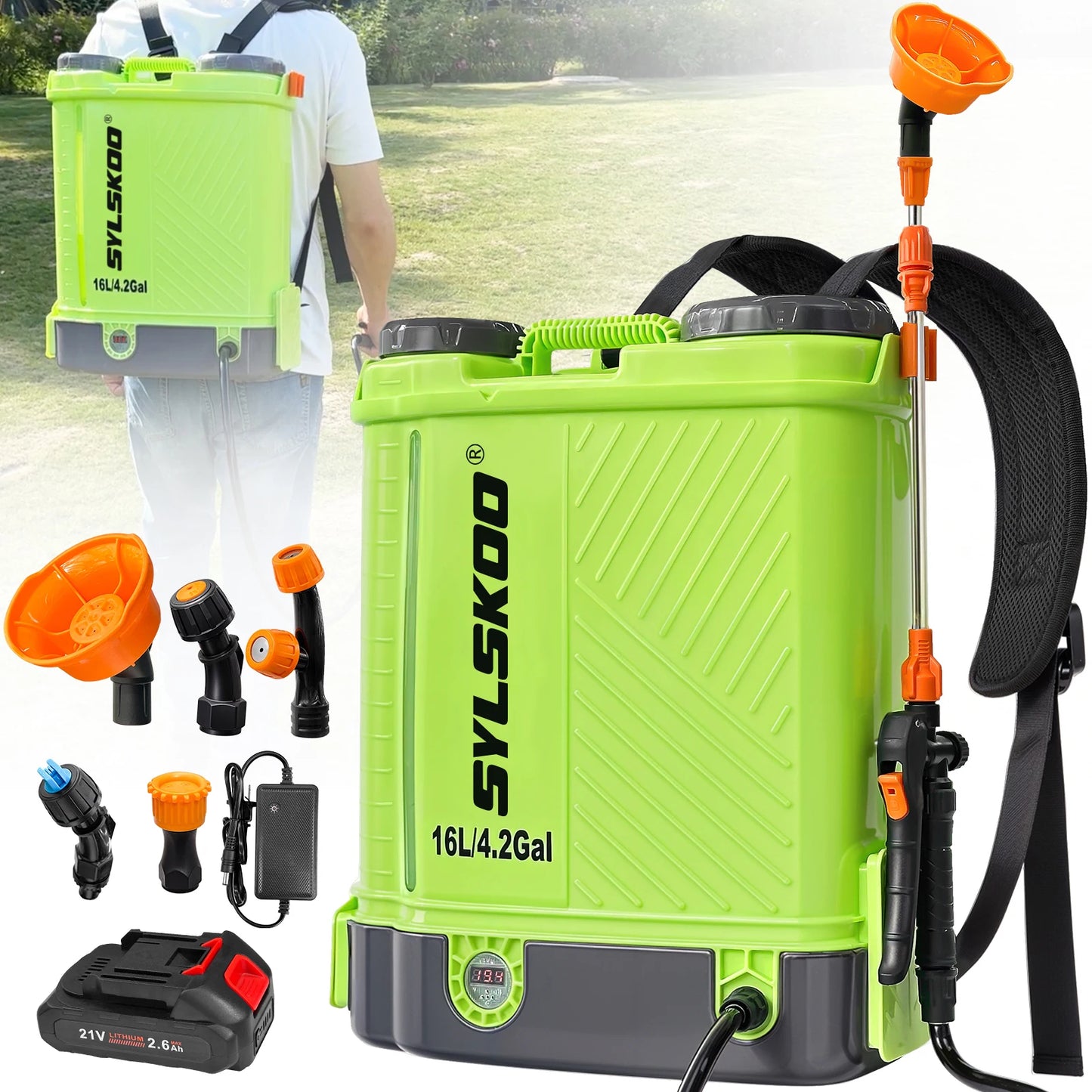 Electric Garden Sprayer 100 PSI for Yard Work Battery Compatible