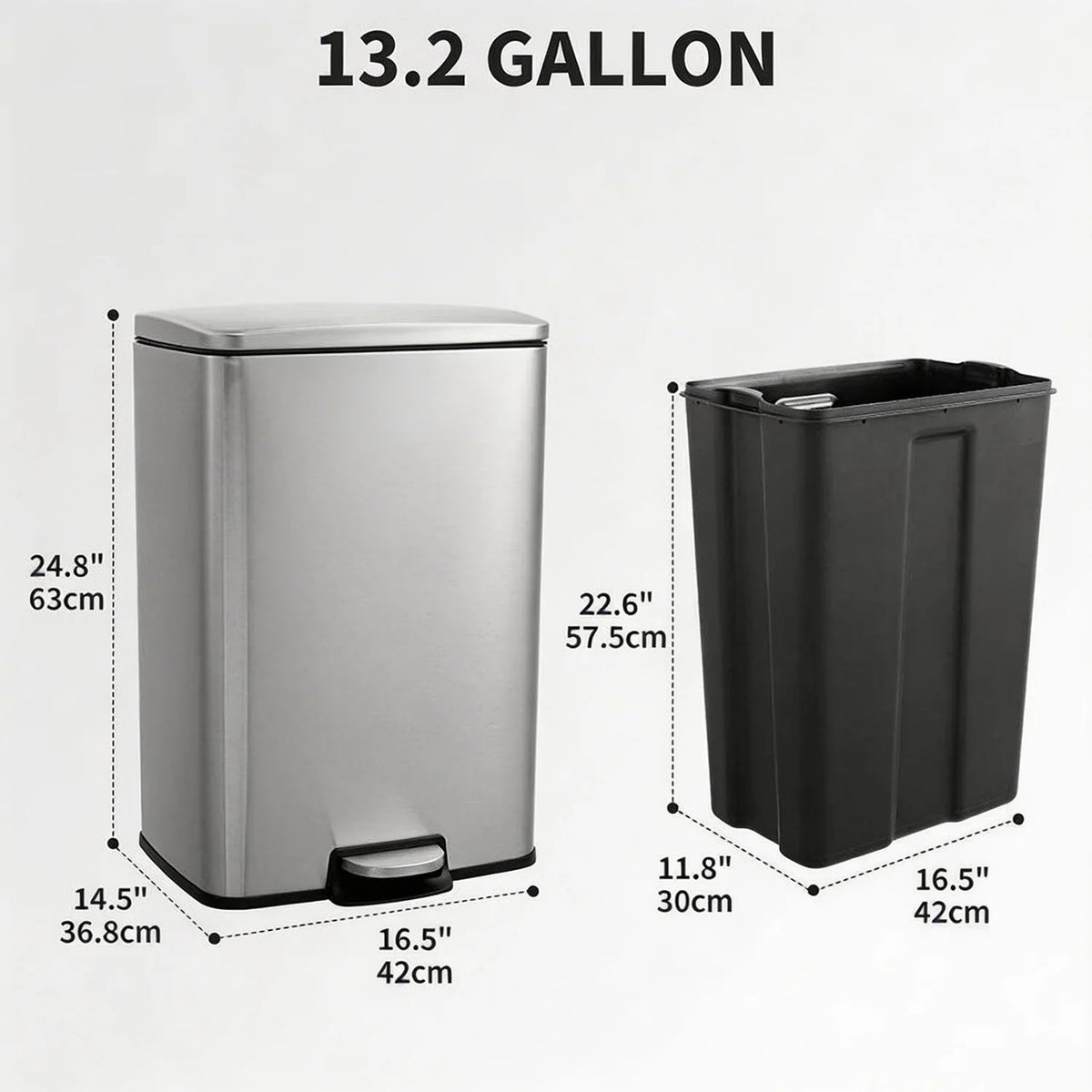 HiMISS Stainless Steel Pedal Bin With Fingerprint Proof Kitchen Lid