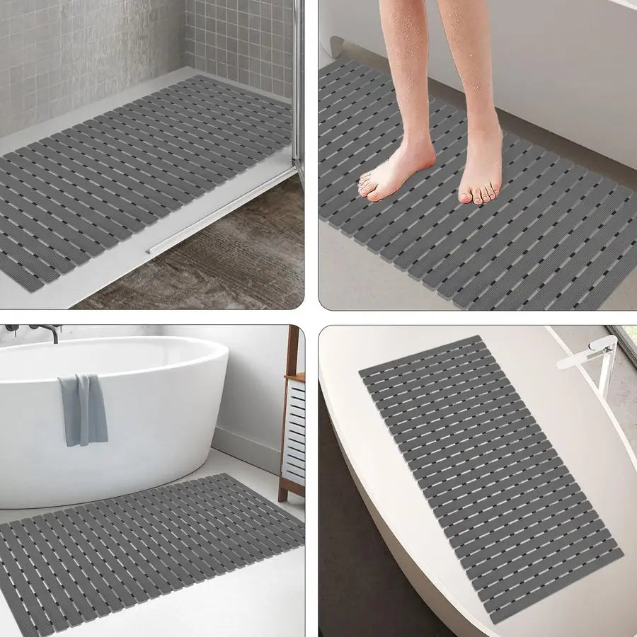 Nonslip Bathtub Mat With Suction Cups And Drain Holes