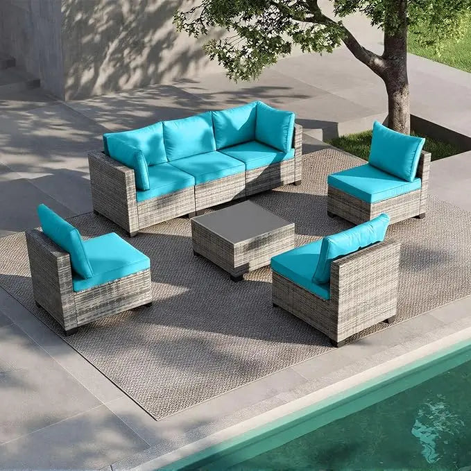 Modern Outdoor Patio Furniture Wicker Sectional Sofa Conversation Garden Set